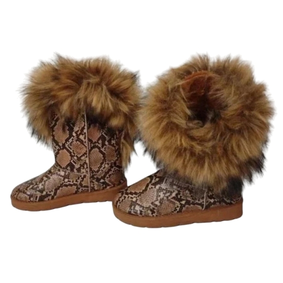 BAMBOO Shoes - Bamboo Python Animal Skin Print Faux Fur Boots Size 8